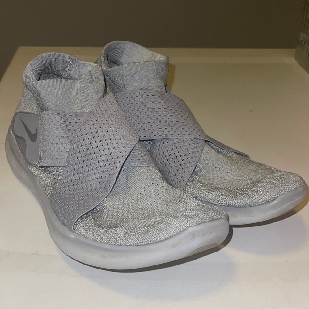 Nike Men’s Flyknit Mid Chukka Grey Mesh Trail Running Shoes Sneakers Size 11.5